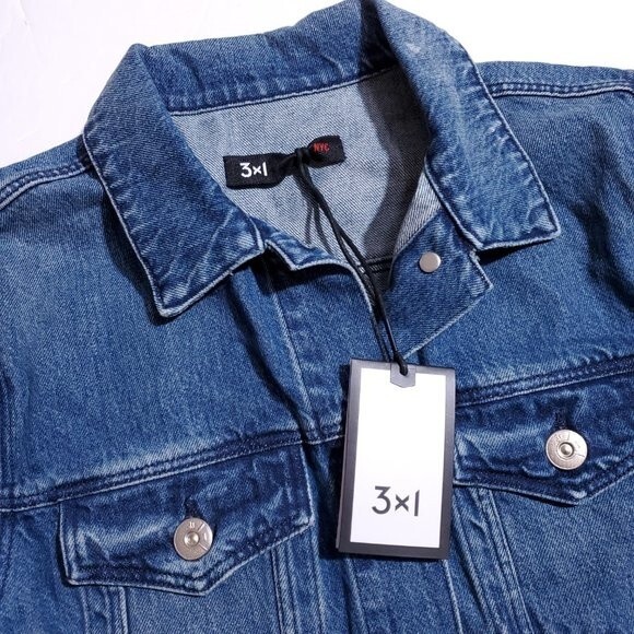 3x1 Hollow Denim Jean Jacket Blue Women's Size Medium Dita Grommets Slouchy - Picture 11 of 13